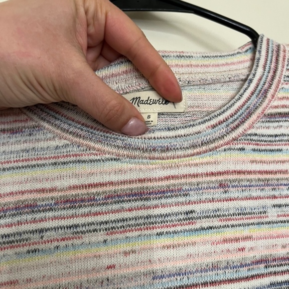 Madewell Rainbow Stripe Long Bubble Sleeve Cropped Top Size S - Picture 8 of 13